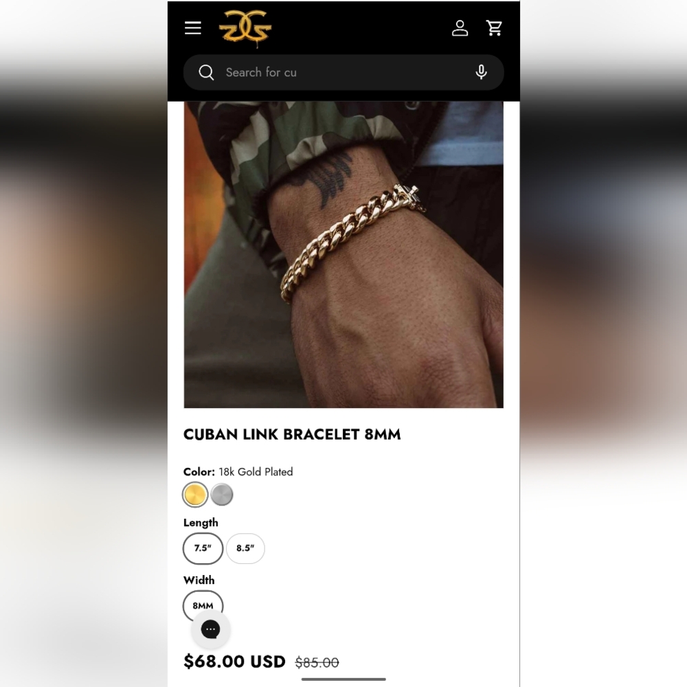 Gold Cuban Link Bracelet for Men